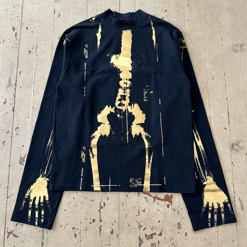S/S1990 Jean Paul Gaultier Metallic Gold Skeleton X-ray Long Sleeve